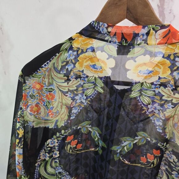 CAbi Shirt Womens Medium Blouse Amour Button Up Peter Pan Collar Floral 3072 - Picture 6 of 11